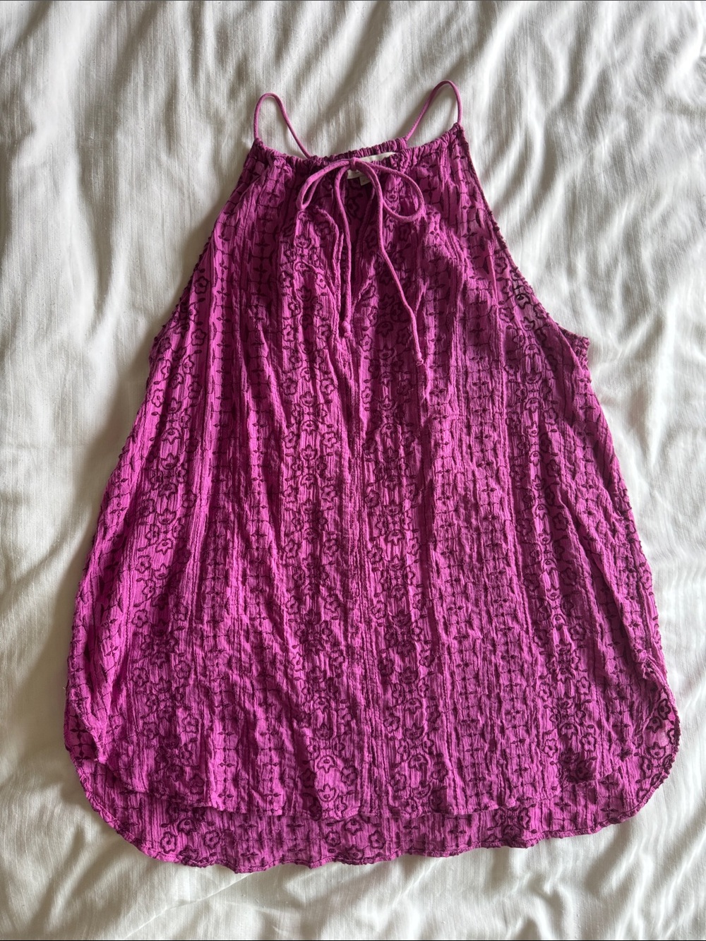 LOFT Magenta Floral Print Sleeveless Halter Top